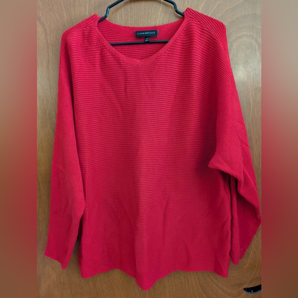 Lane Bryant Pink Scoop Neck Ribbed Sweater